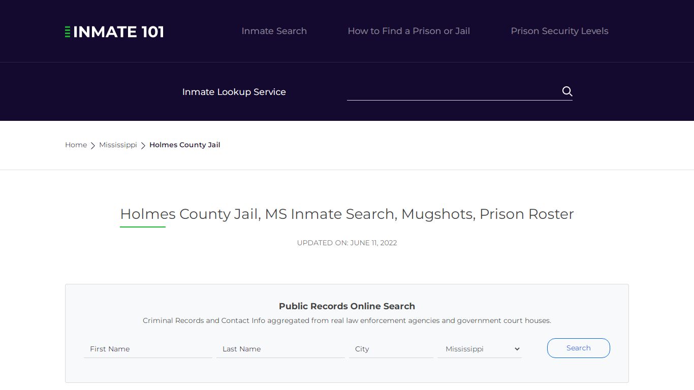 Holmes County Jail, MS Inmate Search, Mugshots, Prison ...